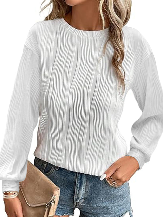 Damen plissierter Langarm-Pullover EB