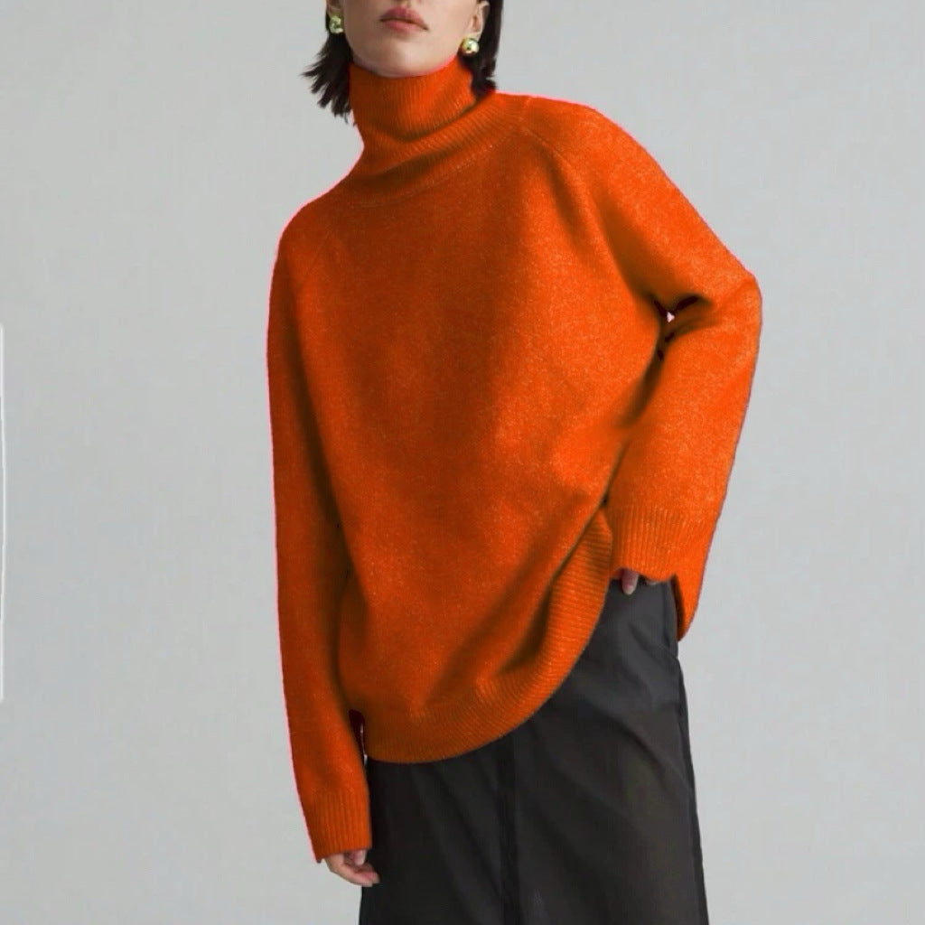 Damen Modischer Rollkragenpullover mit Oversized-Schnitt und feiner Struktur EB