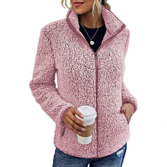 Damen Fleecejacke mit hohem Kragen und seitlichen Reißverschlusstaschen EB