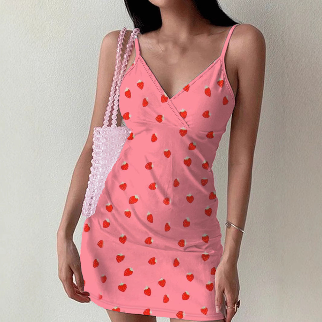 Damen Minikleid mit erfrischendem Erdbeer-Design EB
