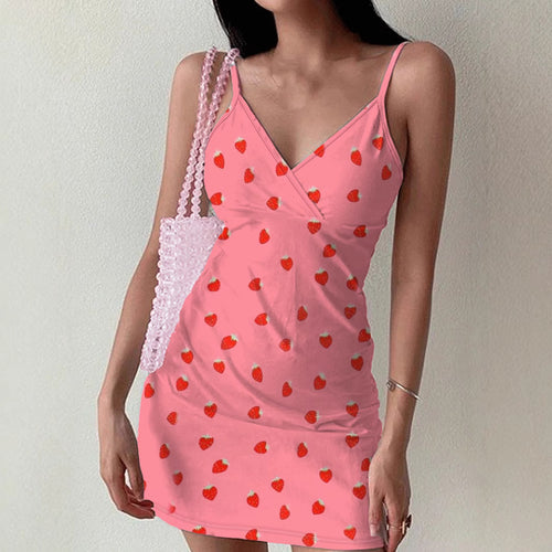Damen Minikleid mit erfrischendem Erdbeer-Design EB