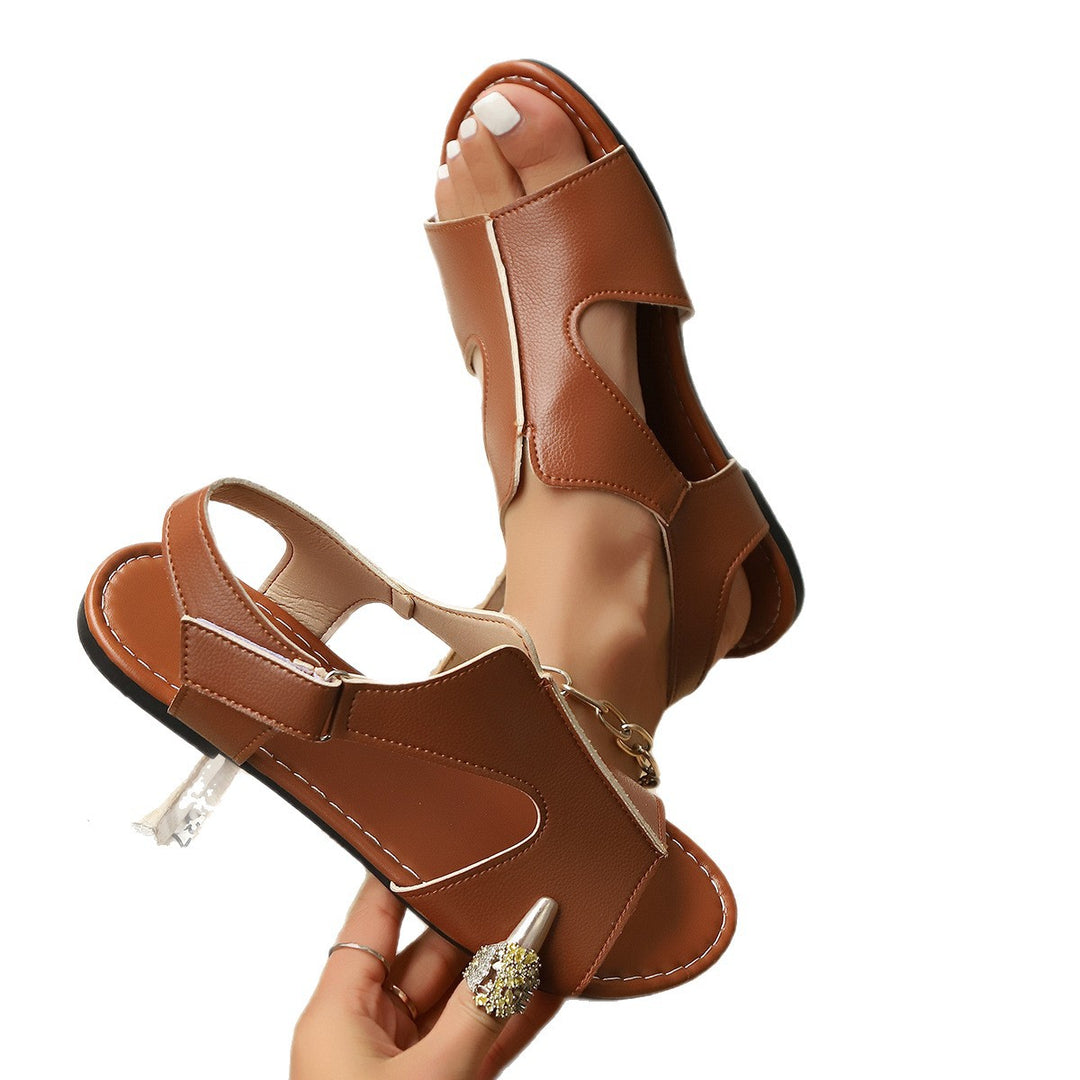Damen Komfortable offene Sandalen mit modischem Reißverschluss EB