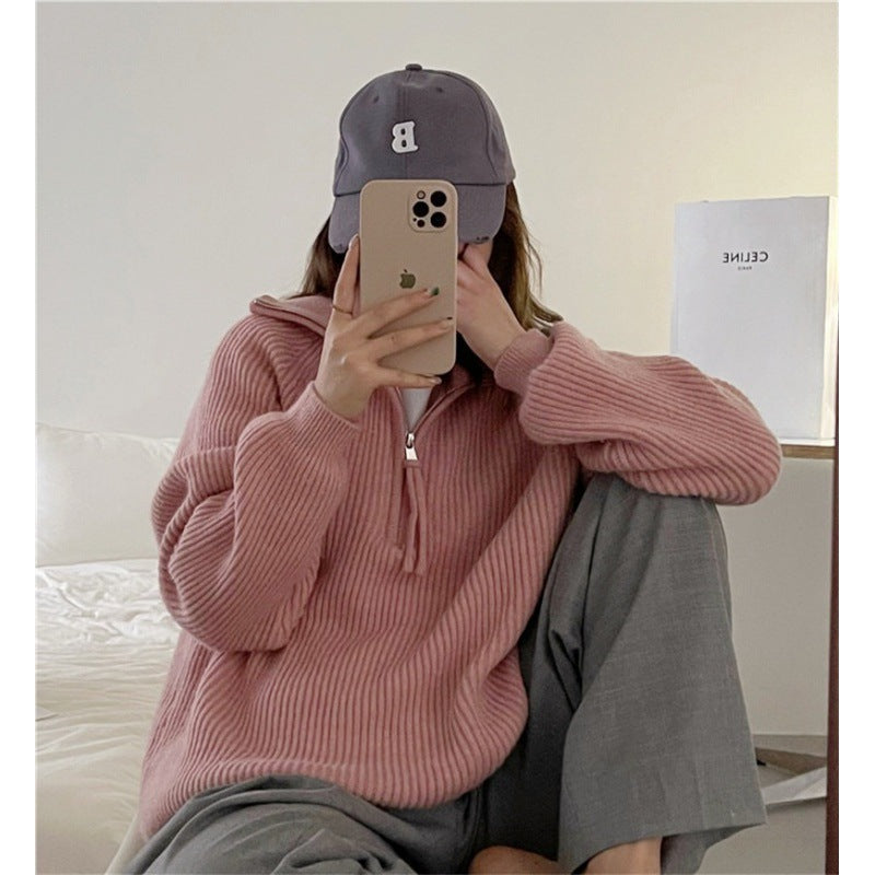 Damen Kuscheliger Strickpullover im Stehkragenstil EB