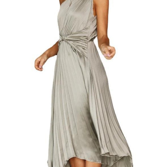 Damen Plissiertes Abendkleid mit asymmetrischem Saum und elegante Drapierung EB
