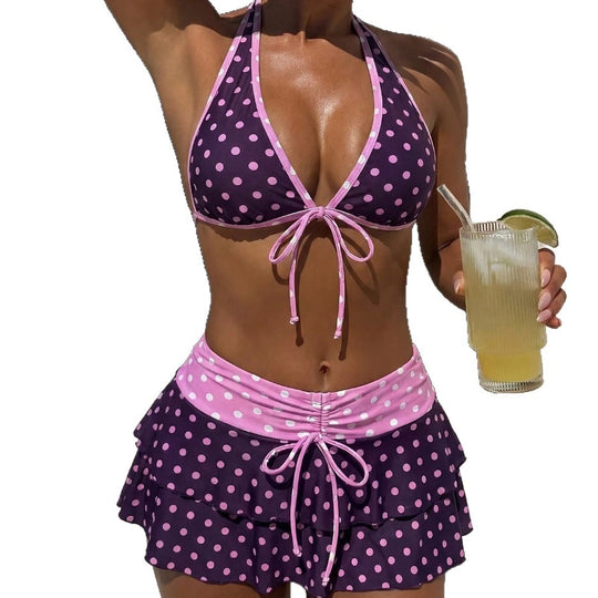Damen Triangel-Bikini mit gerafftem Rock EB