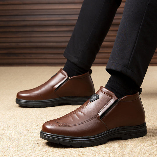 Herren elegante Leder-Stiefeletten mit rutschfester Sohle EB