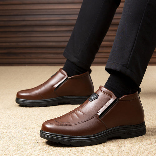 Herren elegante Leder-Stiefeletten mit rutschfester Sohle EB