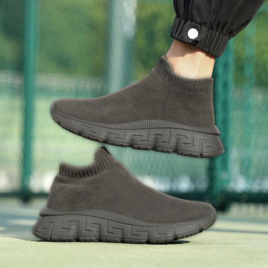 Damen bequeme Slip-On Sneakers mit elastischem Strickoberteil EB