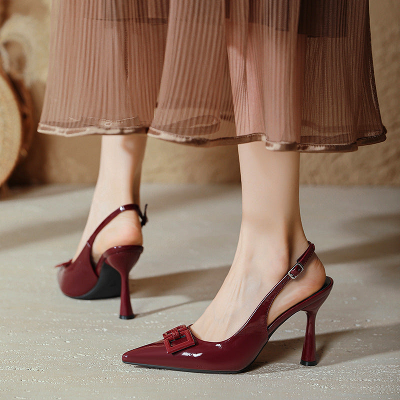 Damen Slingback-Pumps mit elegantem Verstellriemen und modischem Glanz EB
