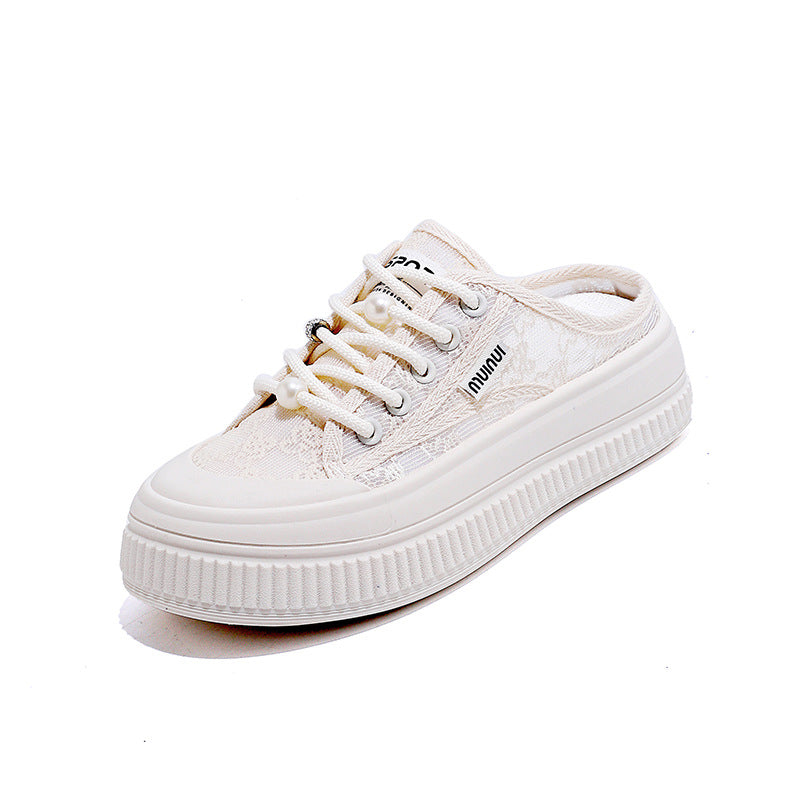 Damen Modische Sneakers mit eleganter Spitzenstruktur und leichter Dämpfung EB
