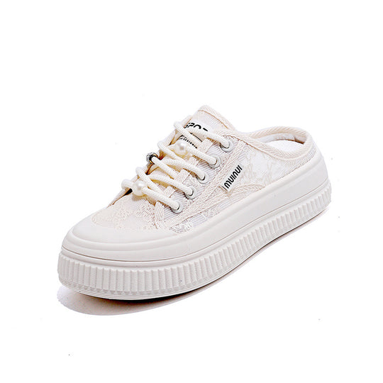 Damen Modische Sneakers mit eleganter Spitzenstruktur und leichter Dämpfung EB