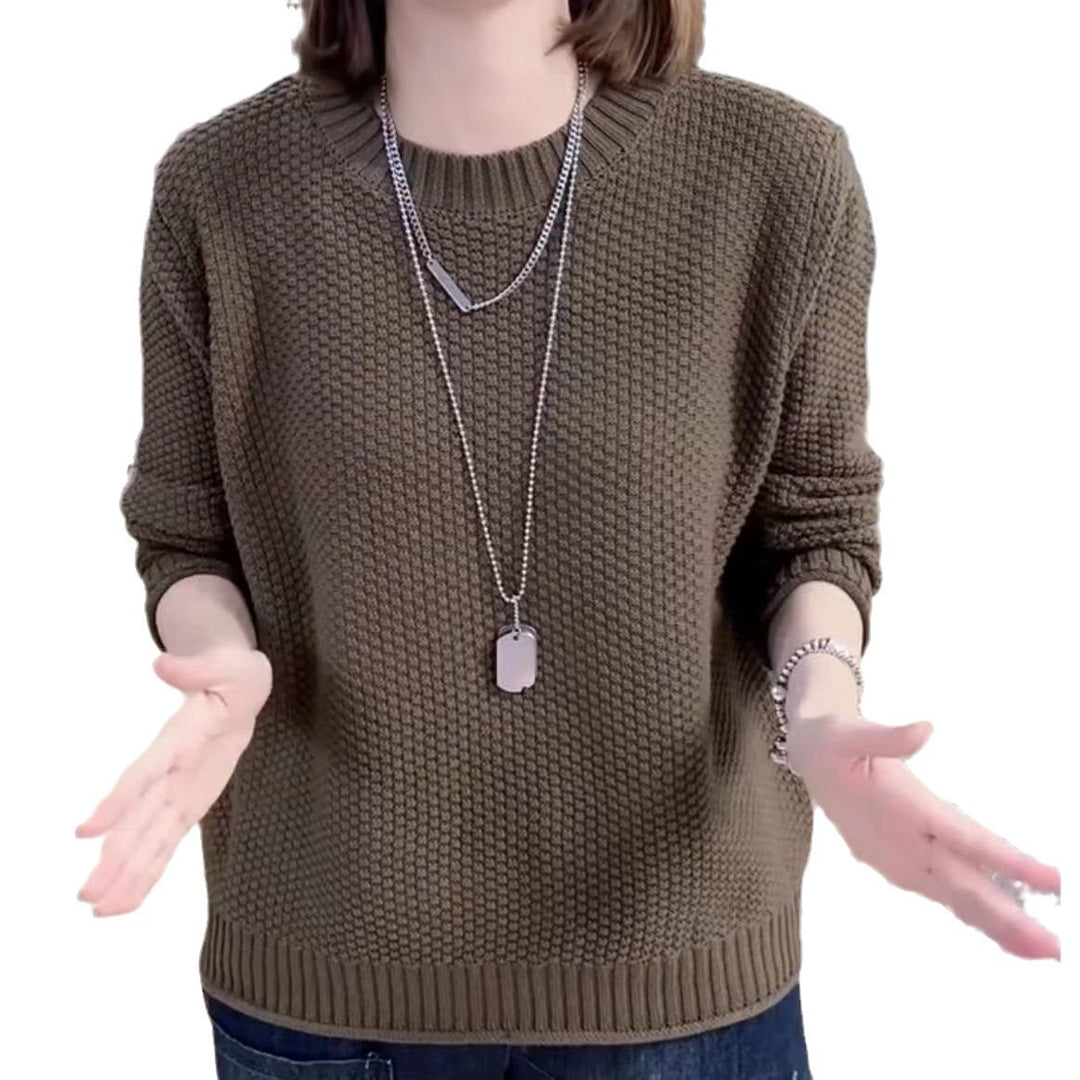 Damen lässiger Strickpullover mit strukturierter Oberfläche und weitem Schnitt EB