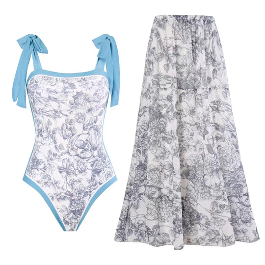 Damen Maxirock mit floralen Mustern und voluminösem Schnitt EB