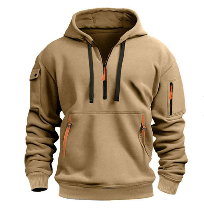 Herren Praktischer Kapuzenpullover mit seitlichem Reißverschluss und vielseitigen Taschen EB