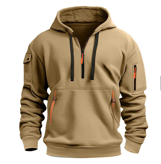 Herren Praktischer Kapuzenpullover mit seitlichem Reißverschluss und vielseitigen Taschen EB