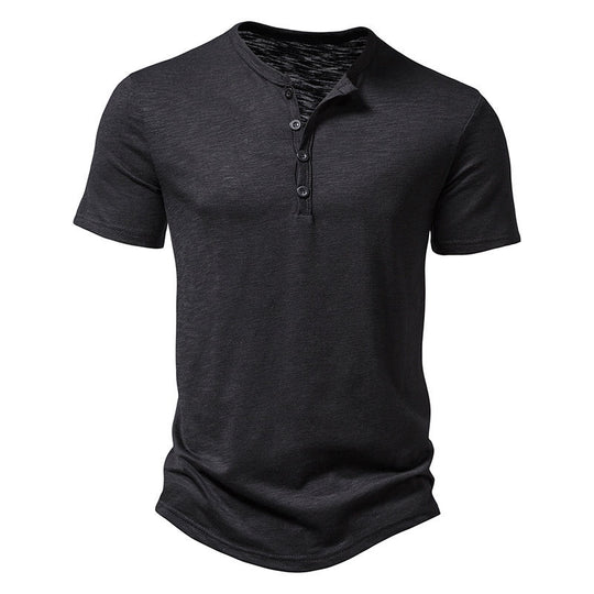 Herren Kurzarm-Henley-Shirt mit klassischem Knopfdesign EB