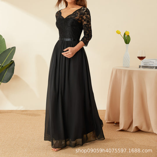 Damen elegantes Spitzenkleid EB