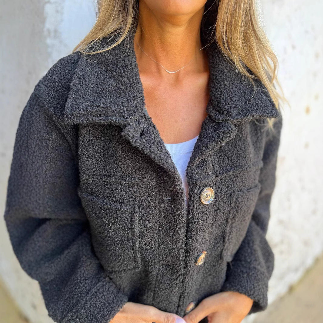 Damen nan kuschelige Teddyjacke im Shacket Stil EB