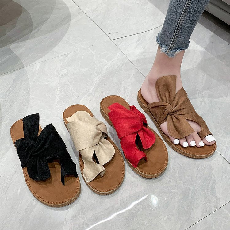 Damen Komfortable Badesandalen mit dekorativem Schleifen-Design EB