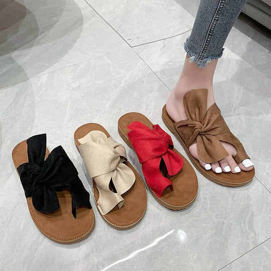 Damen Komfortable Badesandalen mit dekorativem Schleifen-Design EB