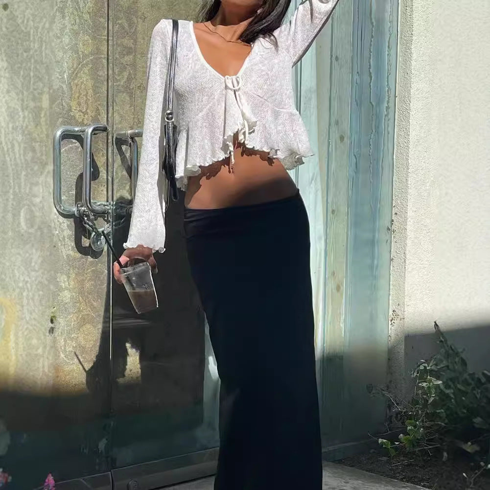 Damen Luftiges Crop-Top mit femininer Schnürung und lässigem Design EB