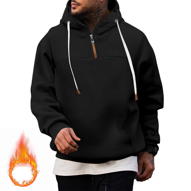 Herren Hoodie mit hohem Kragen und innovativem Reißverschluss EB