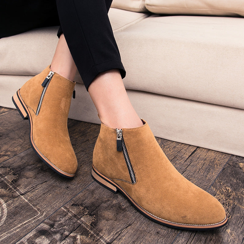Damen Modische Ankle Boots aus Wildleder mit Reißverschluss EB