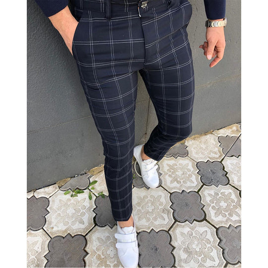 Damen Slim-Fit Karohose mit elastischem Bund und modischem Design EB