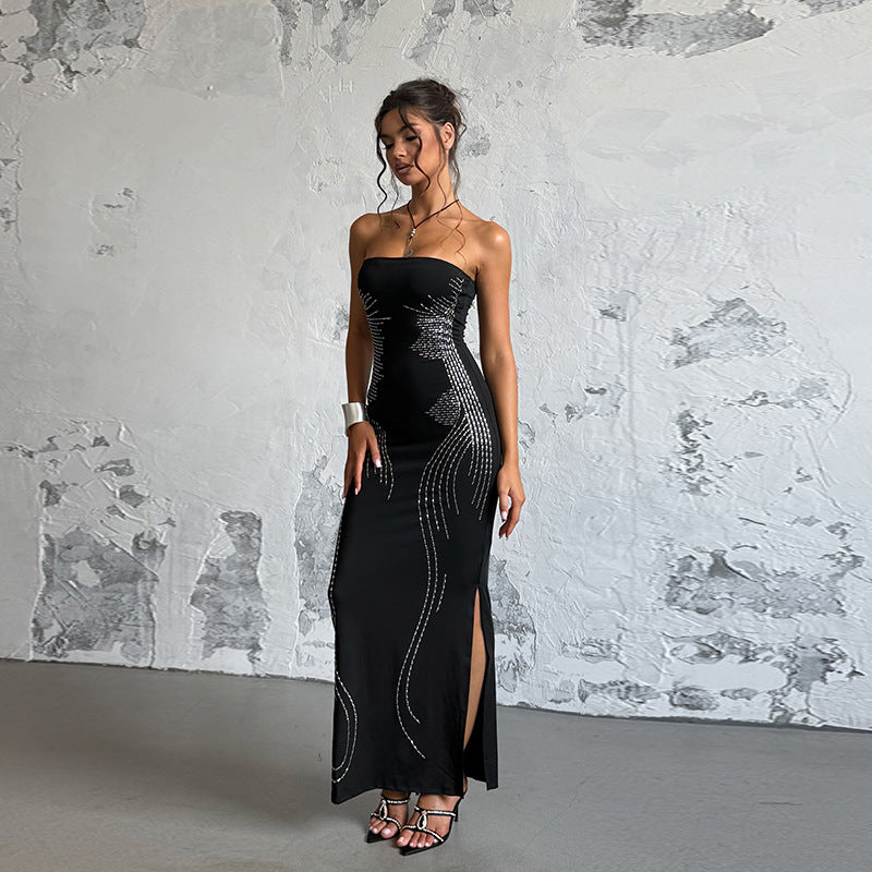 Damen Elegantes Bandeau-Minikleid mit funkelnden Akzenten EB