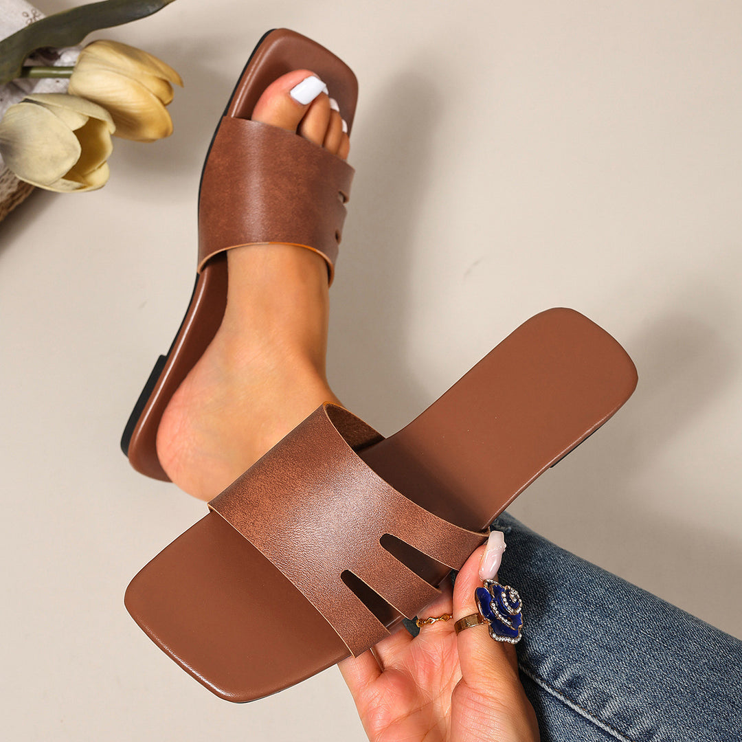 Damen elegante offene Pantoletten mit modischem Schnitt und komfortablem Fußbett EB