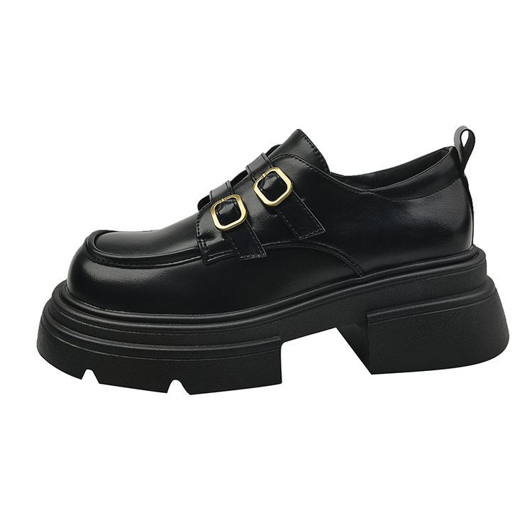 Damen modische Plateau-Sneaker mit doppeltem Schnallenverschluss und rutschfester Sohle EB