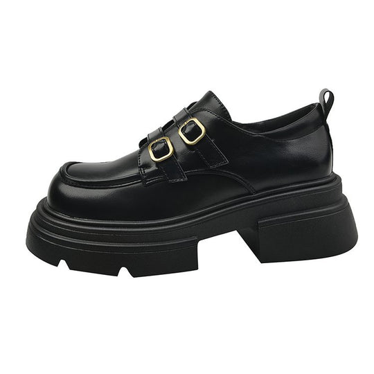 Damen modische Plateau-Sneaker mit doppeltem Schnallenverschluss und rutschfester Sohle EB