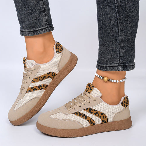 Damen Sneakers mit stylischem Leo-Design und bequemer Dämpfung EB