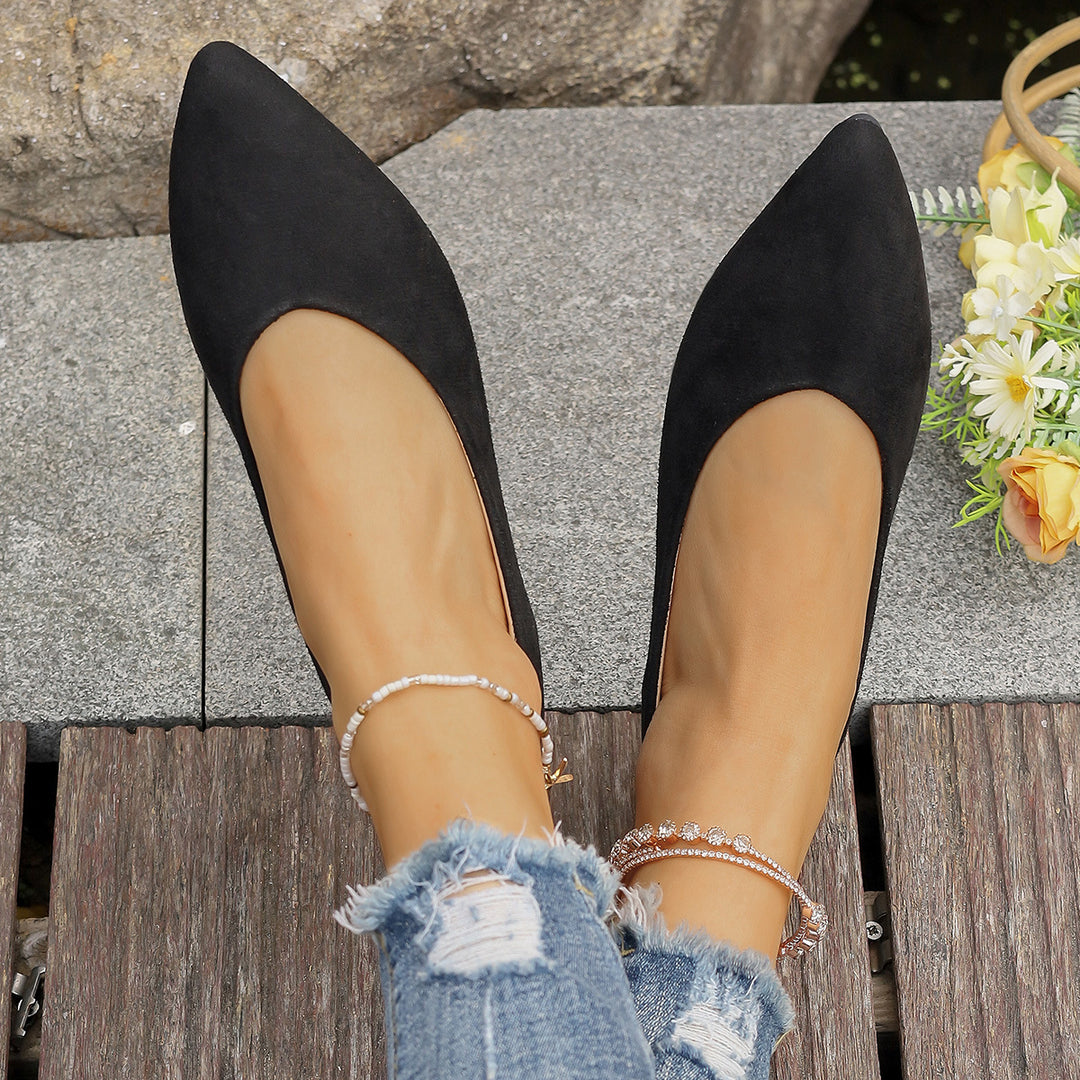 Damen Ballerinas im eleganten V-Ausschnitt und weichem Wildleder-Look EB
