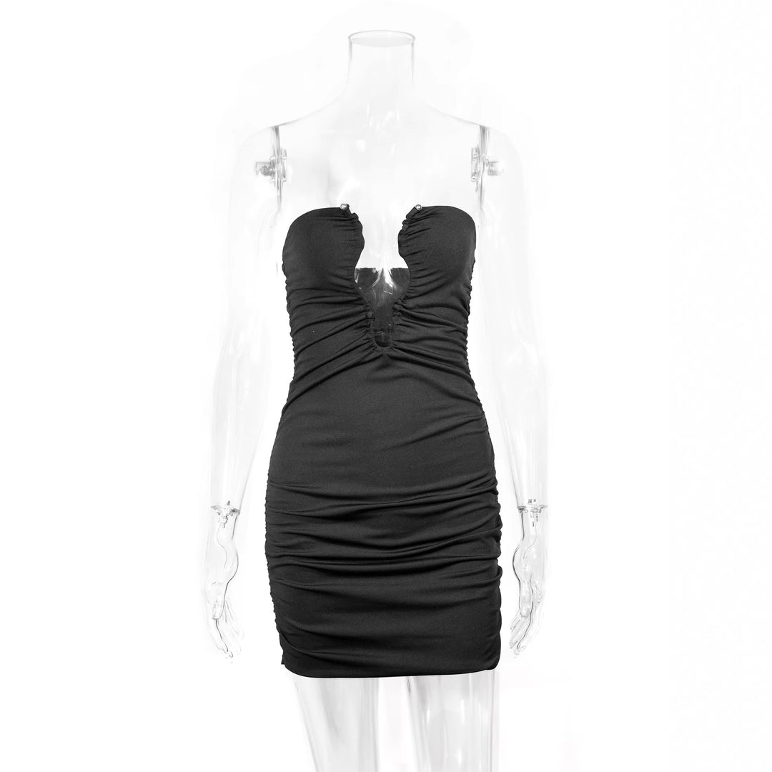 Damen Minikleid mit tiefem Ausschnitt und figurbetontem Silhouette EB