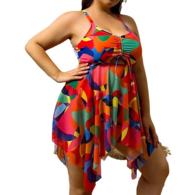 Damen Bikiniset mit fließendem Wickeldesign und modischem Mustermix EB