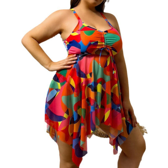 Damen Bikiniset mit fließendem Wickeldesign und modischem Mustermix EB