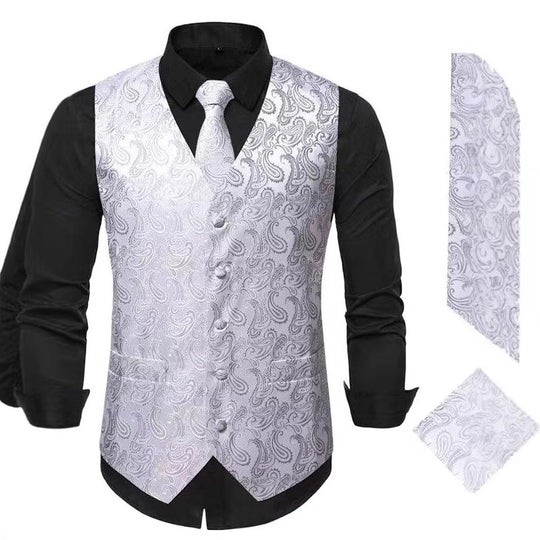 Herren nan Paisley Satin Anzugweste Set mit Krawatte und Einstecktuch EB