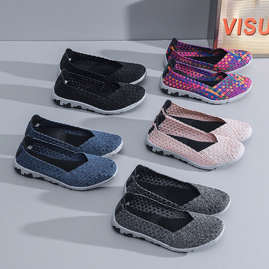 Damen Leichte und atmungsaktive Slip-On Freizeitschuhe mit elastischer Sohle EB