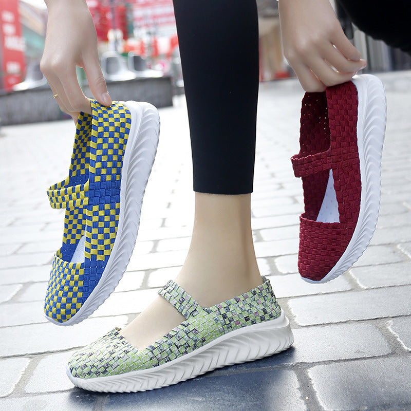 Damen Atmungsaktive Slip-On Freizeit-Schuhe mit elastischem Obermaterial EB
