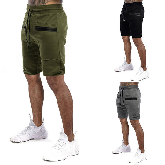 Herren Sportliche Shorts mit verstellbarem Bund und seitlichen Reißverschlusstaschen EB