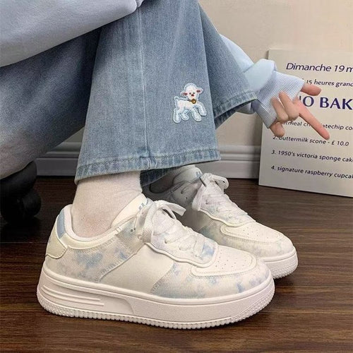 Damen Sneakers mit Wasserfarbigem Muster und dämpfendem Sohlenprofil EB