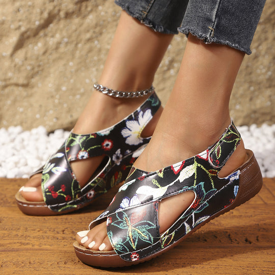 Damen modische Slingback-Sandalen mit stylishem Krokodil-Design und komfortablem Fußbett EB
