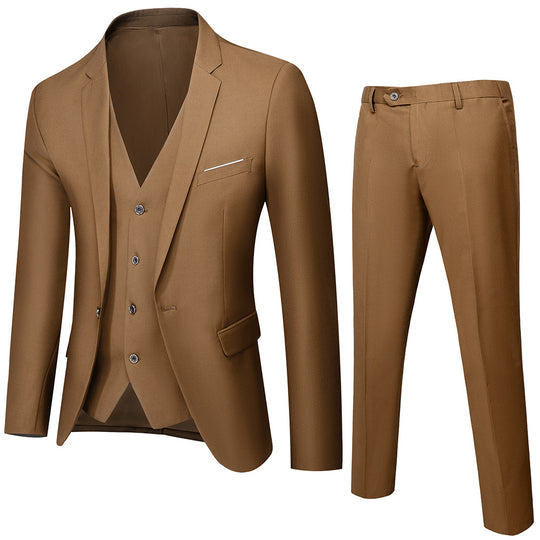 Herren nan dreiteiliges Business-Anzugset mit tailliertem Einreiher-Sakko, schmal geschnittener Weste und elegant geschnittener Anzughose EB