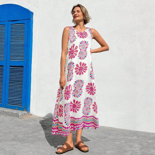Damen Maxikleid mit floralem Druck und lässiger Schnitt EB