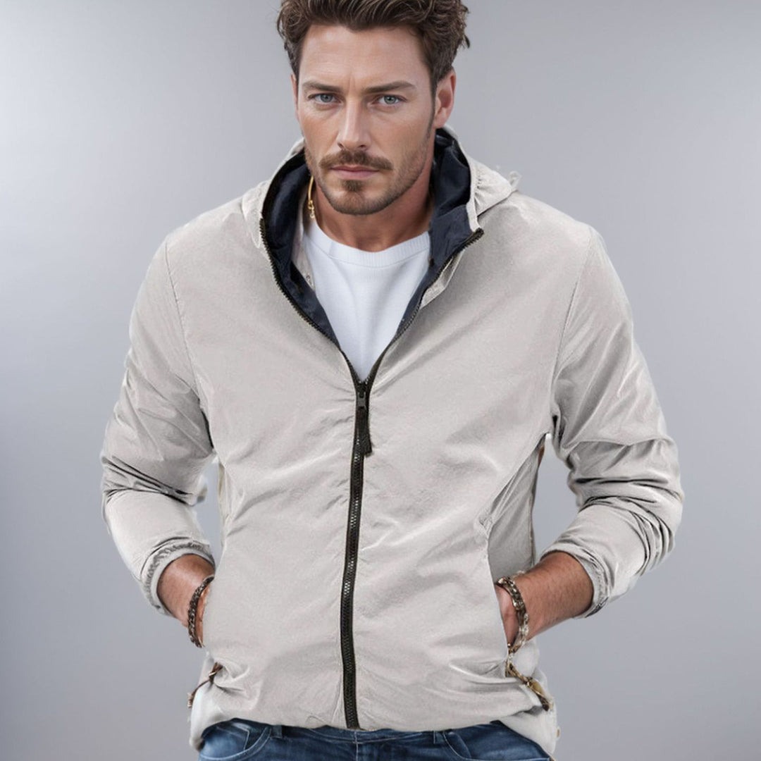 Herren leichte Übergangsjacke mit verstellbarem Kapuzenkragen und praktischen Taschen EB