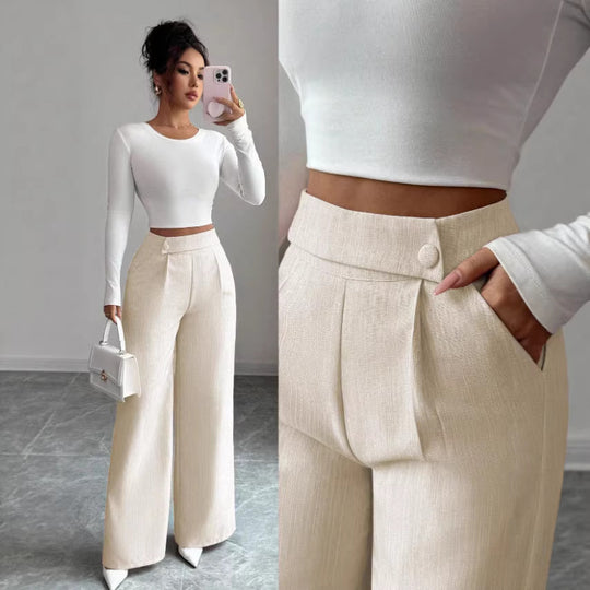 Damen Hoch taillierte, elegante und weiche Hose EB