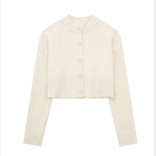 Damen cropped Strickjacke mit eleganten Knopfdetails EB