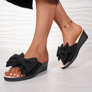 Damen Wedge-Pantoletten mit dekorativem Schleifendetail EB