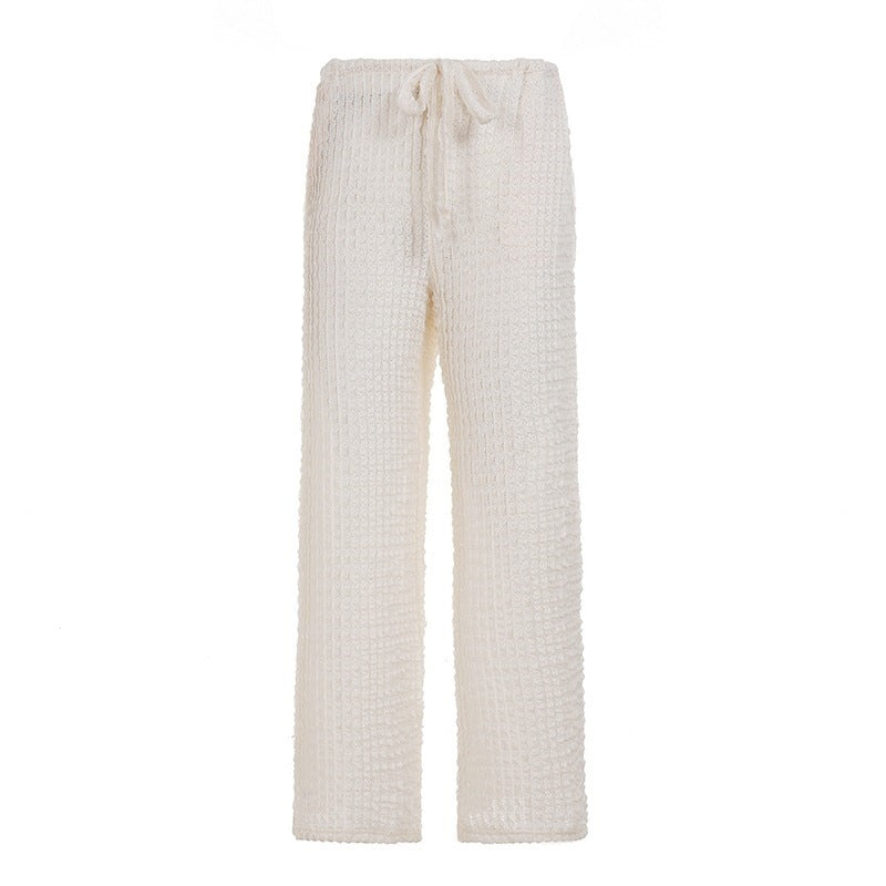 Damen Komfortable Palazzo-Hose mit elastischem Bund und strukturiertem Design EB